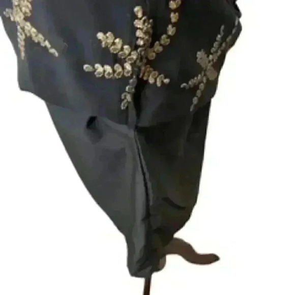 NEW Bonheur D’amour Black gold Embroidered Chiffon Slip Dress Women’s  Large NWT - Picture 10 of 12
